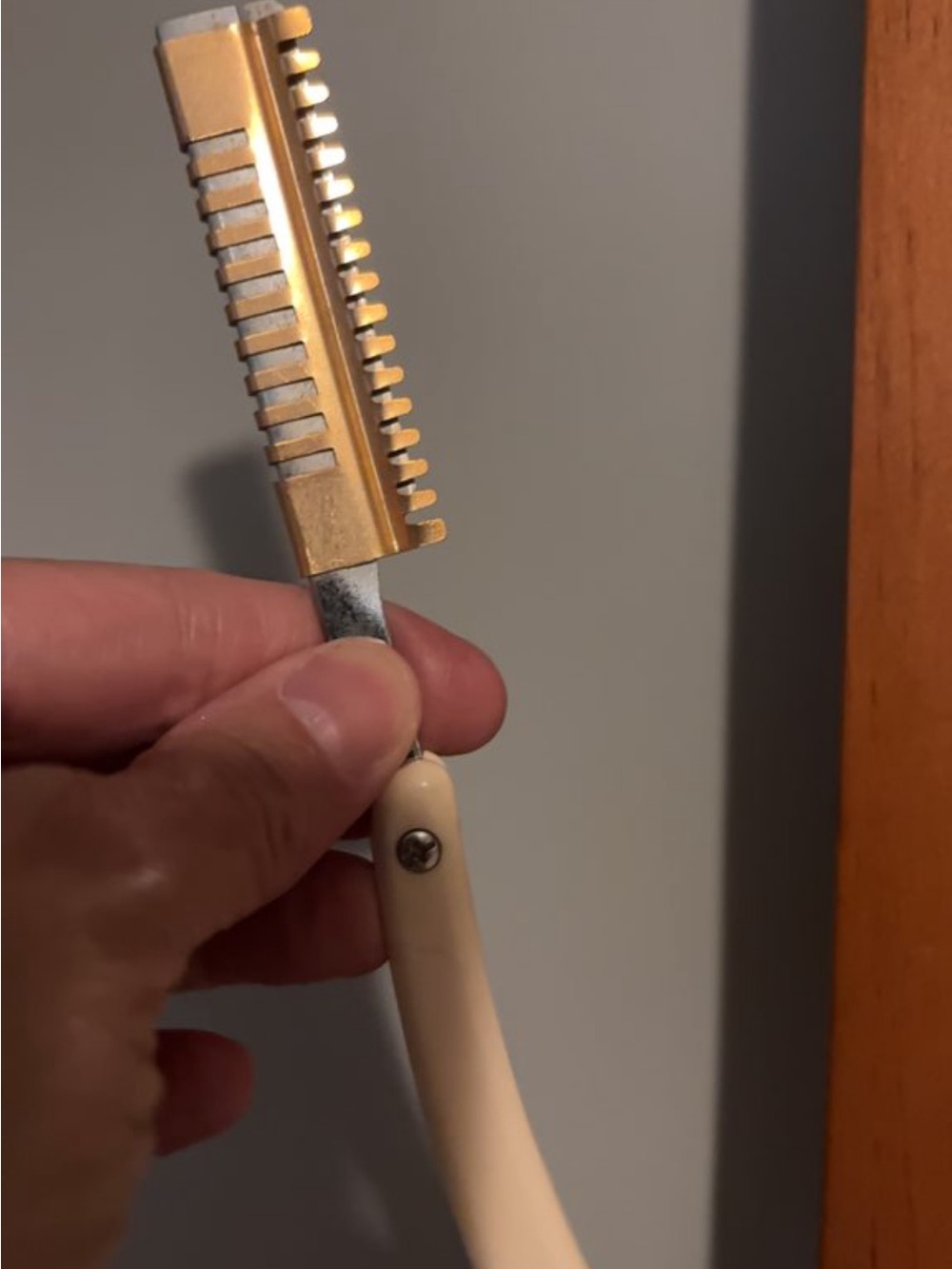 Vintage Gold and Cream Men’s Custom Feather Razor Comb